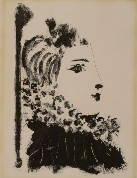 巴勃罗·毕加索，《戴环状领的女人》，飞尘腐蚀版画