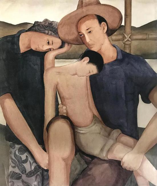《地之子》 庞薰琹水彩初稿（油画佚失）45 × 37cm1934年庞薰琹美术馆藏